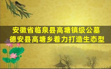 安徽省临泉县高塘镇级公墓 德安县高塘乡着力打造生态型